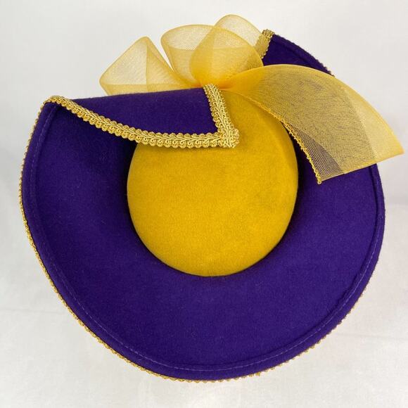 Vintage Wool Made in USA Purple & Gold Derby Hat main image 5